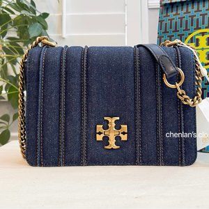 🔥NeW! Tory Burch Denim Kira Chain Shoulder Bag
